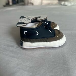 Sperry Navy and Brown Baby Boat Shoes